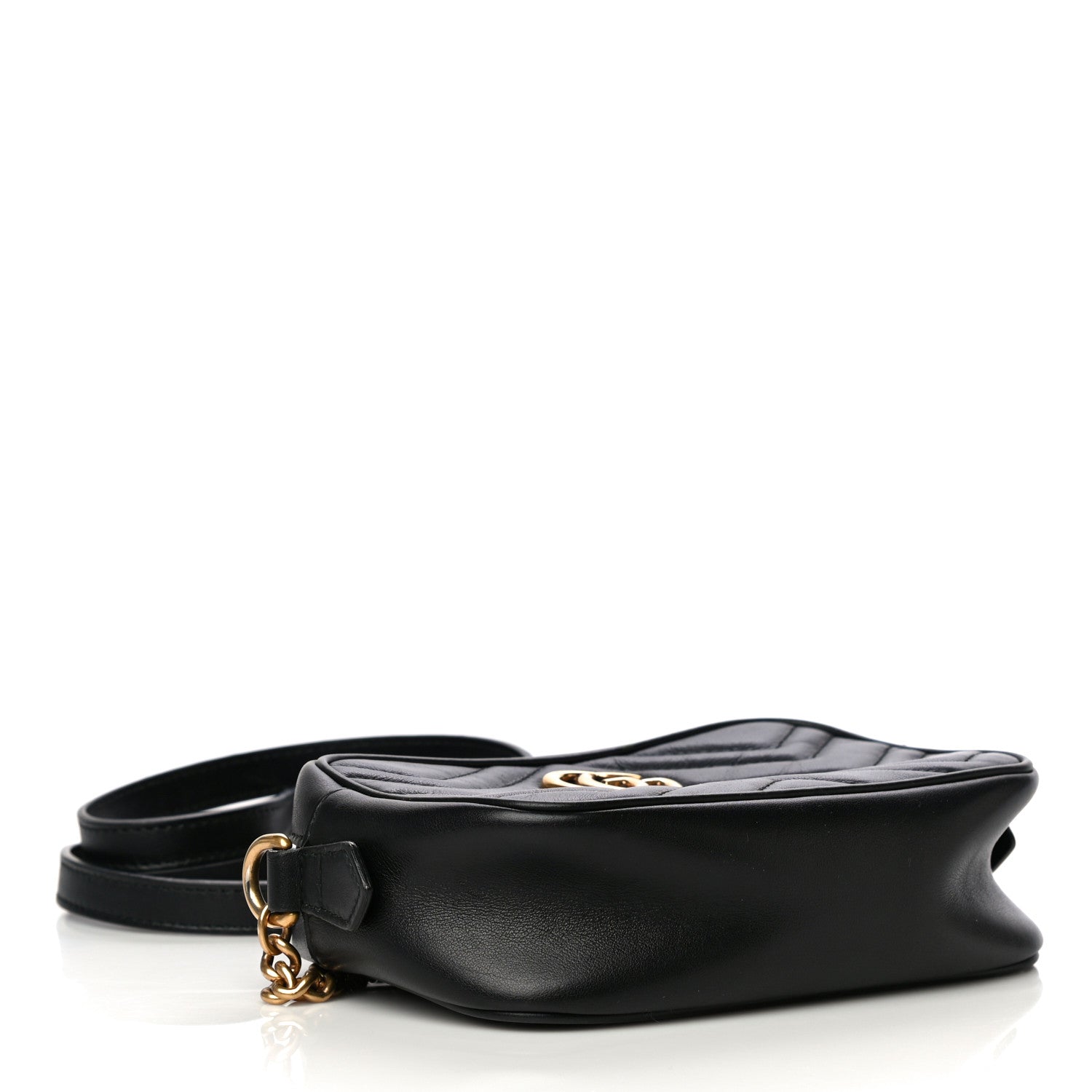 Gucci Calfskin Matelasse Mini GG Marmont Chain Shoulder Bag Black 4 of 17