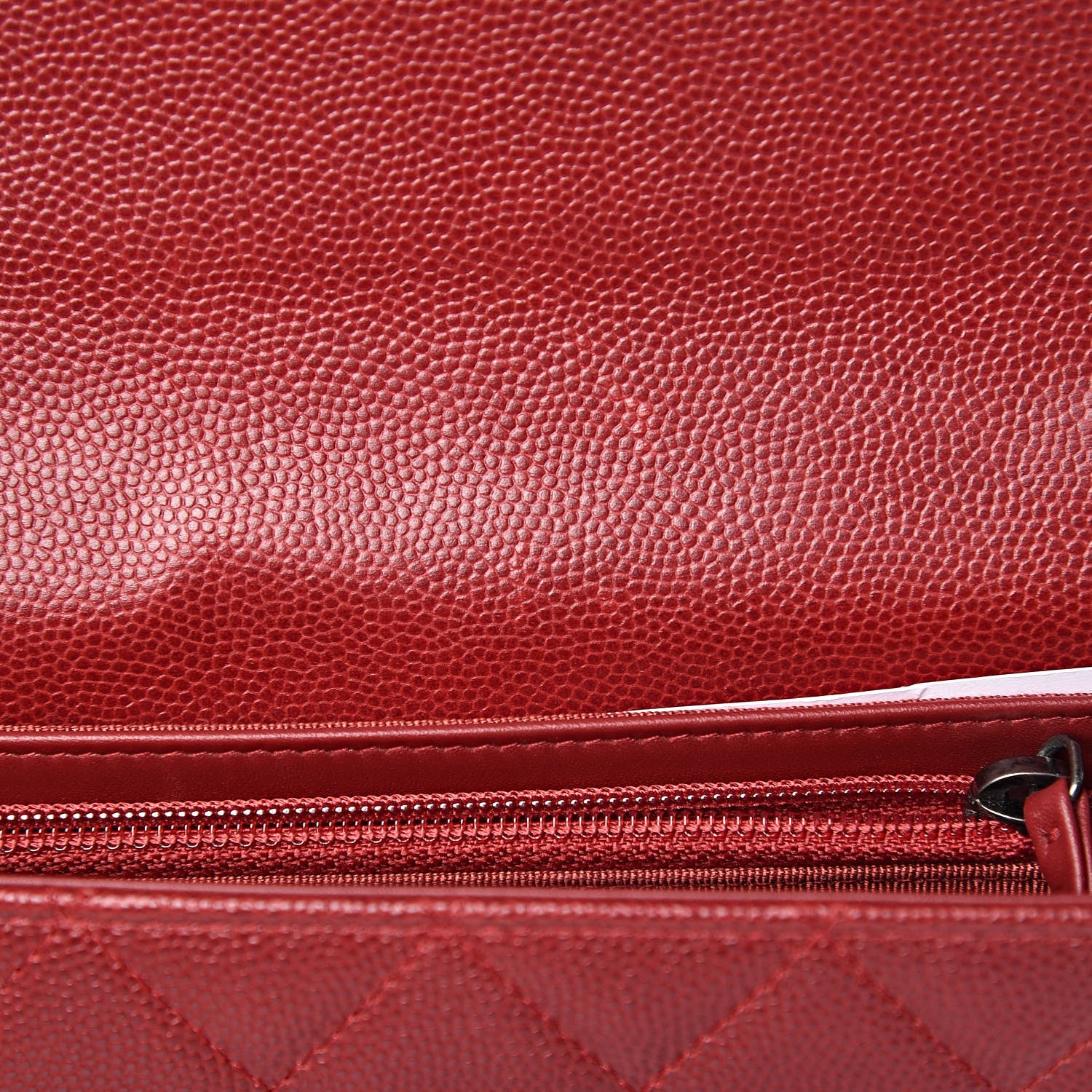 Chanel Caviar Quilted Wallet on Removable Chain Red 12 of 13