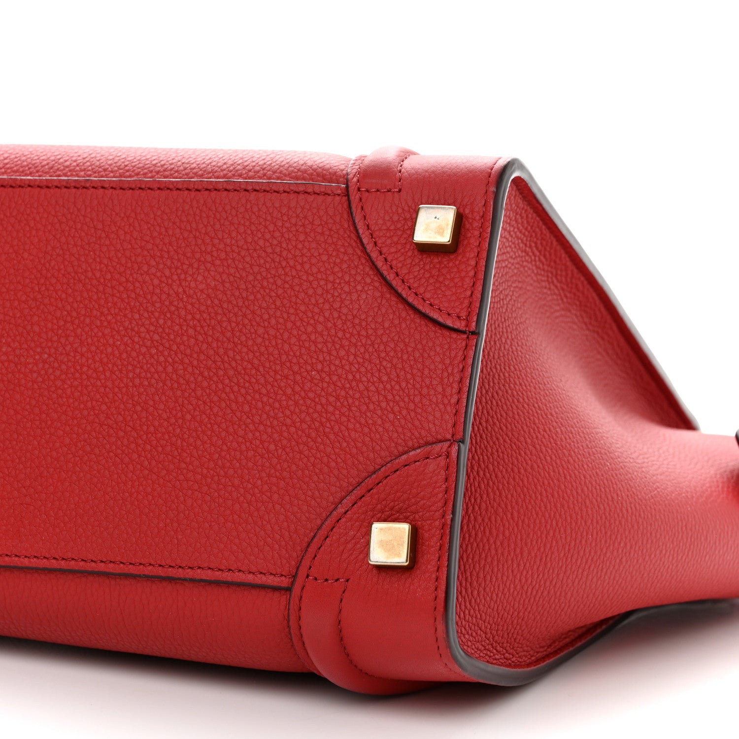 Celine Drummed Calfskin Micro Luggage Red 10 of 15