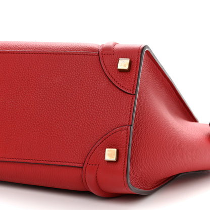 Celine Drummed Calfskin Micro Luggage Red 10 of 15