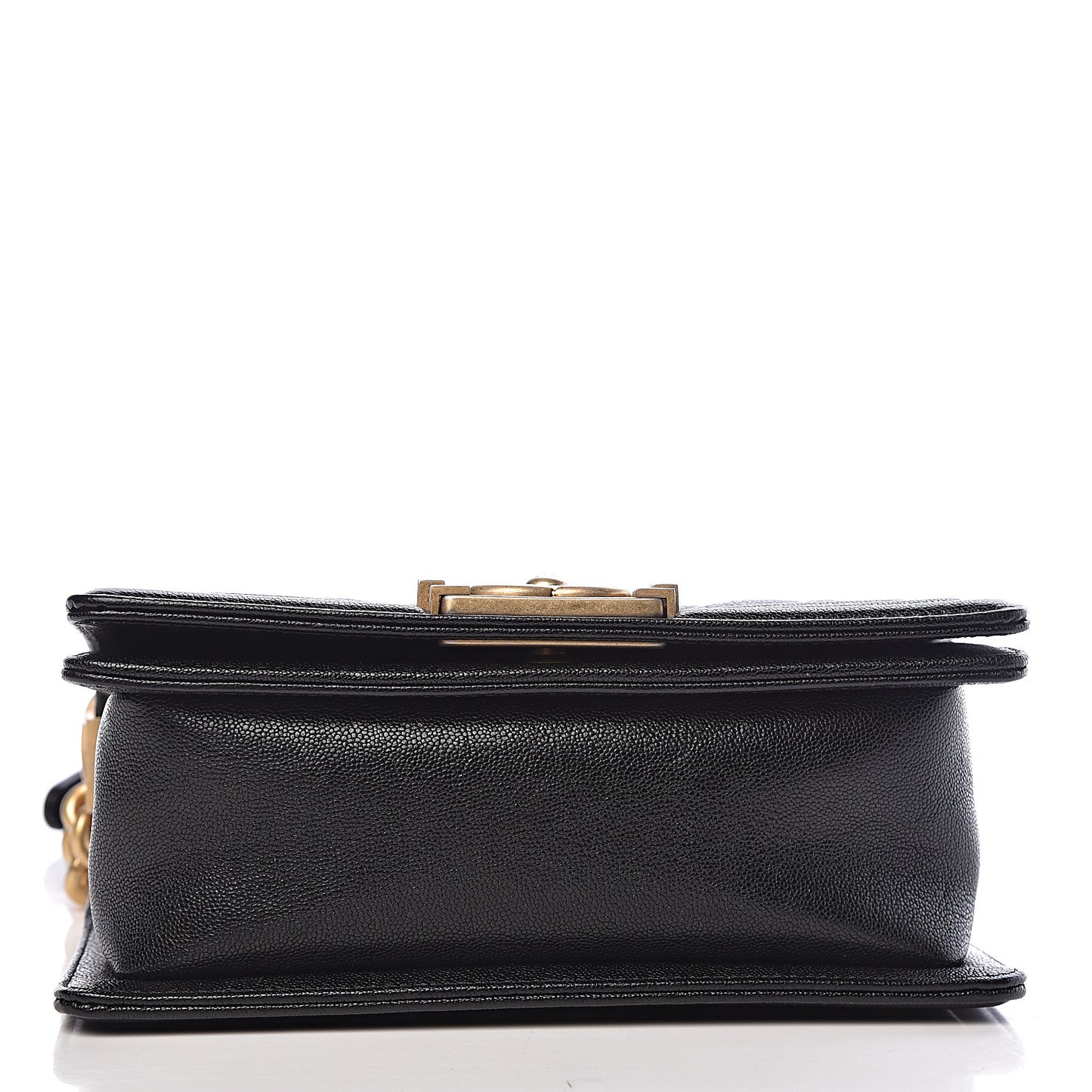 Caviar Chevron Quilted Small Boy Flap Black