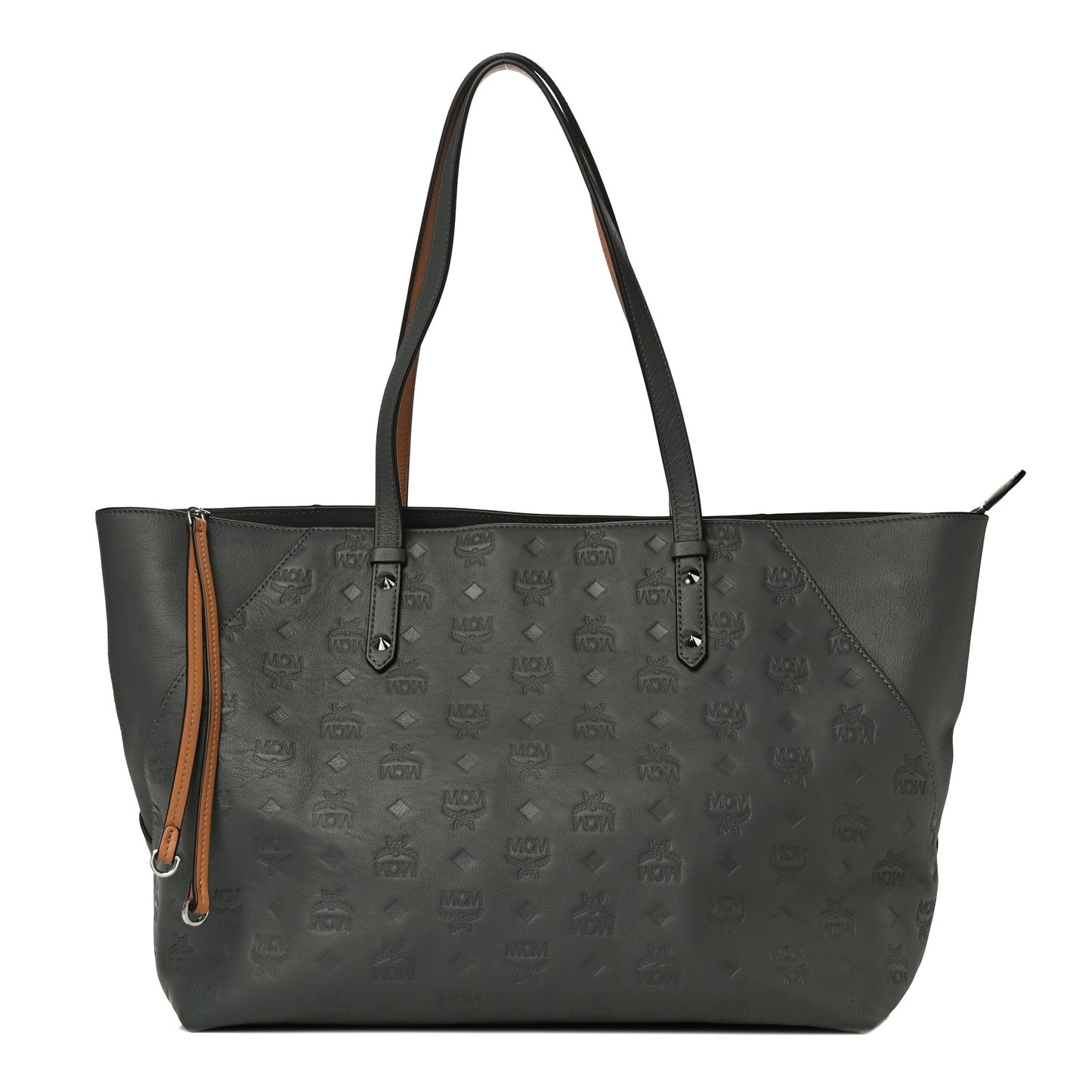 Calfskin Ottomar Monogram Medium Klara Top Zip Tote Charcoal