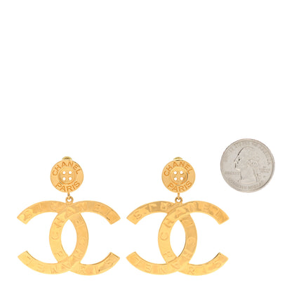 Chanel Metal Large Paris Button Earrings Gold 2 of 5