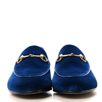 Gucci Velvet Horsebit Womens Jordaan Loafers 38 Blue Cobalt 2 of 8