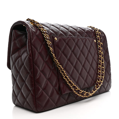 Chanel Grained Calfskin Quilted XXL Travel Flap Bag Burgundy 2 of 10
