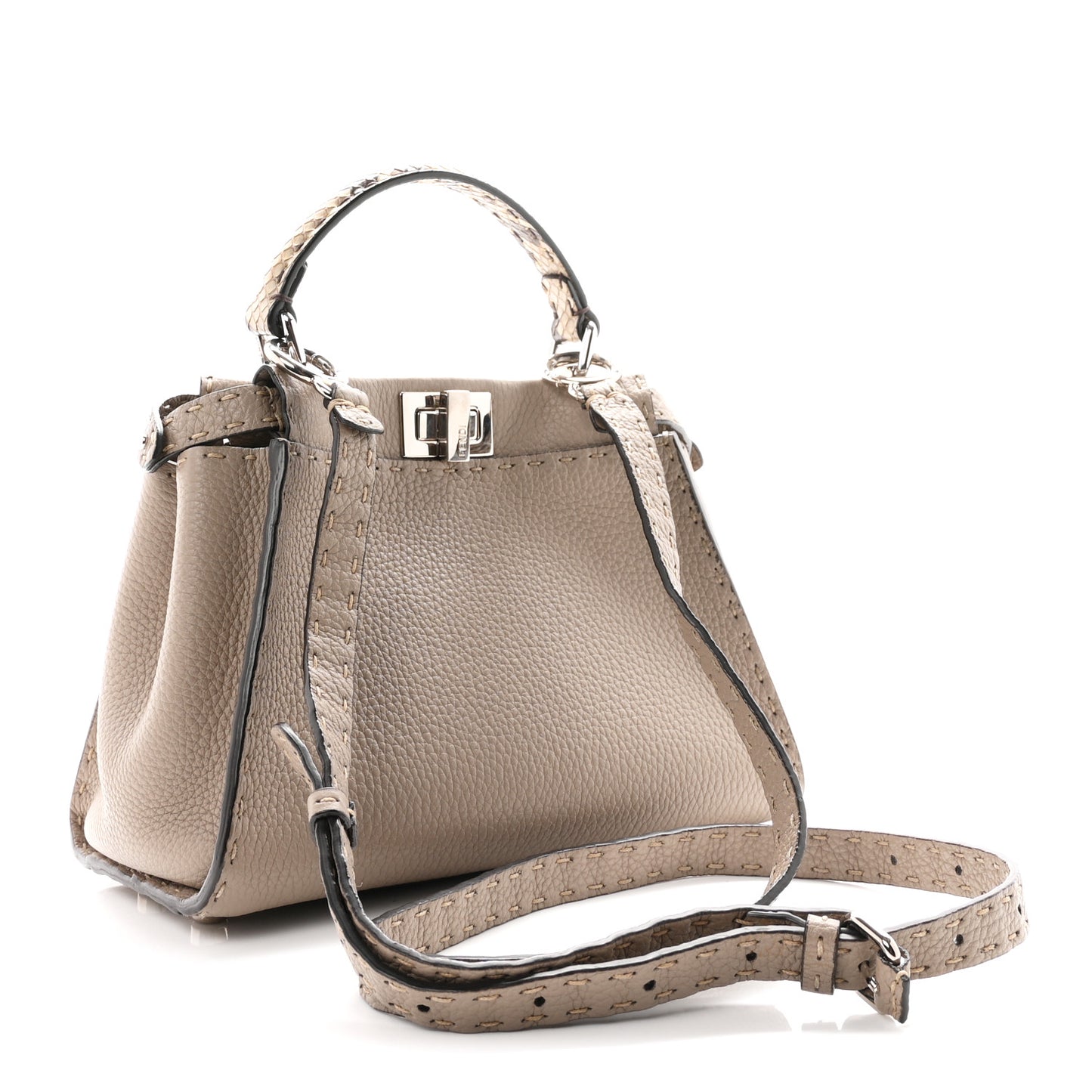 Cuoio Romano Snakeskin Selleria Mini Peekaboo Iconic Satchel Corda White