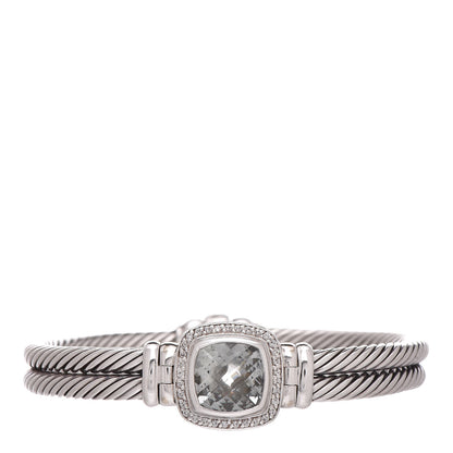 David Yurman Sterling Diamond Prasiolite 10mm Albion Cable Bracelet 1 of 5
