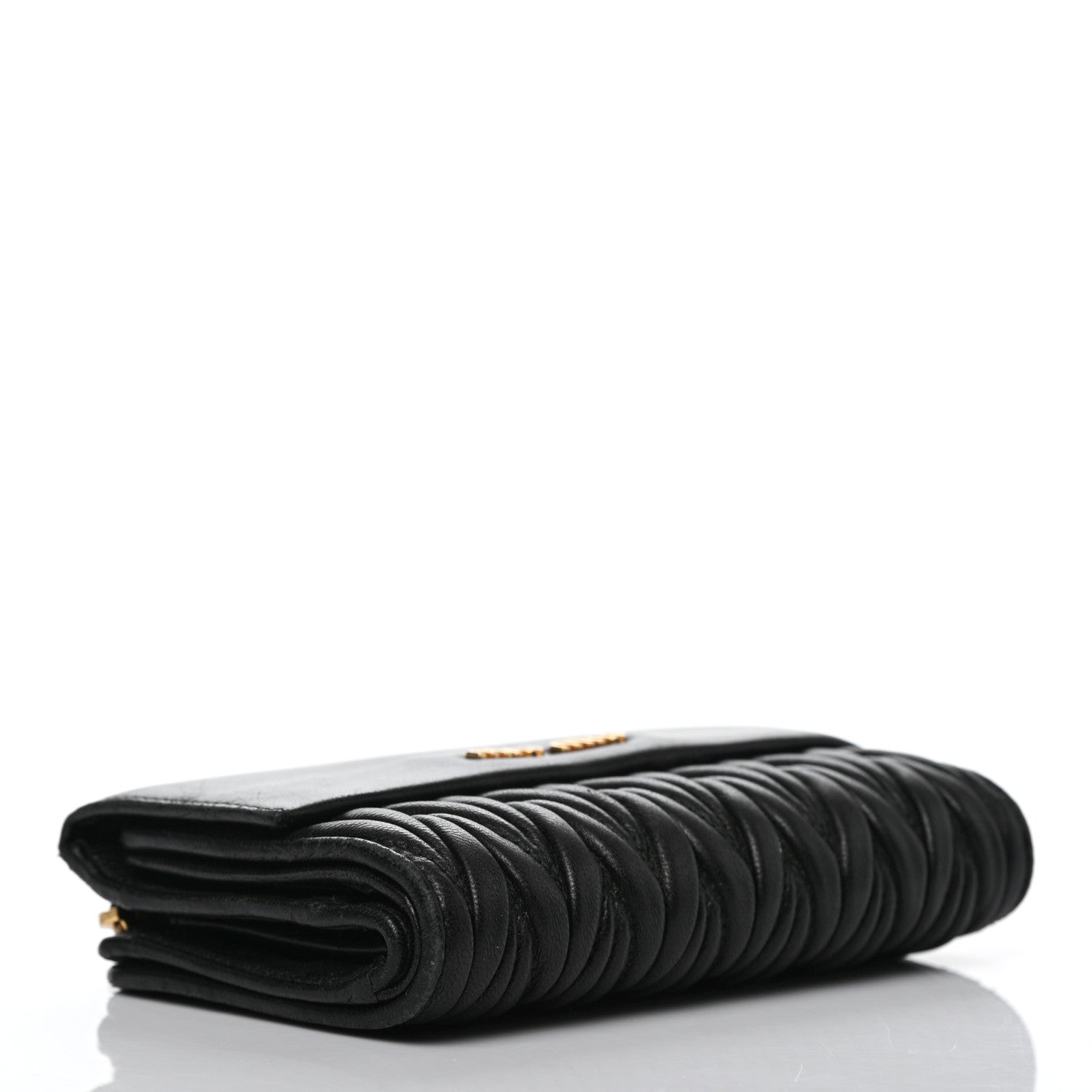 Miu Miu Nappa Matelasse Tri-Fold Flap Wallet Black 4 of 12