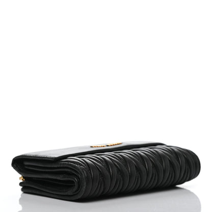 Miu Miu Nappa Matelasse Tri-Fold Flap Wallet Black 4 of 12
