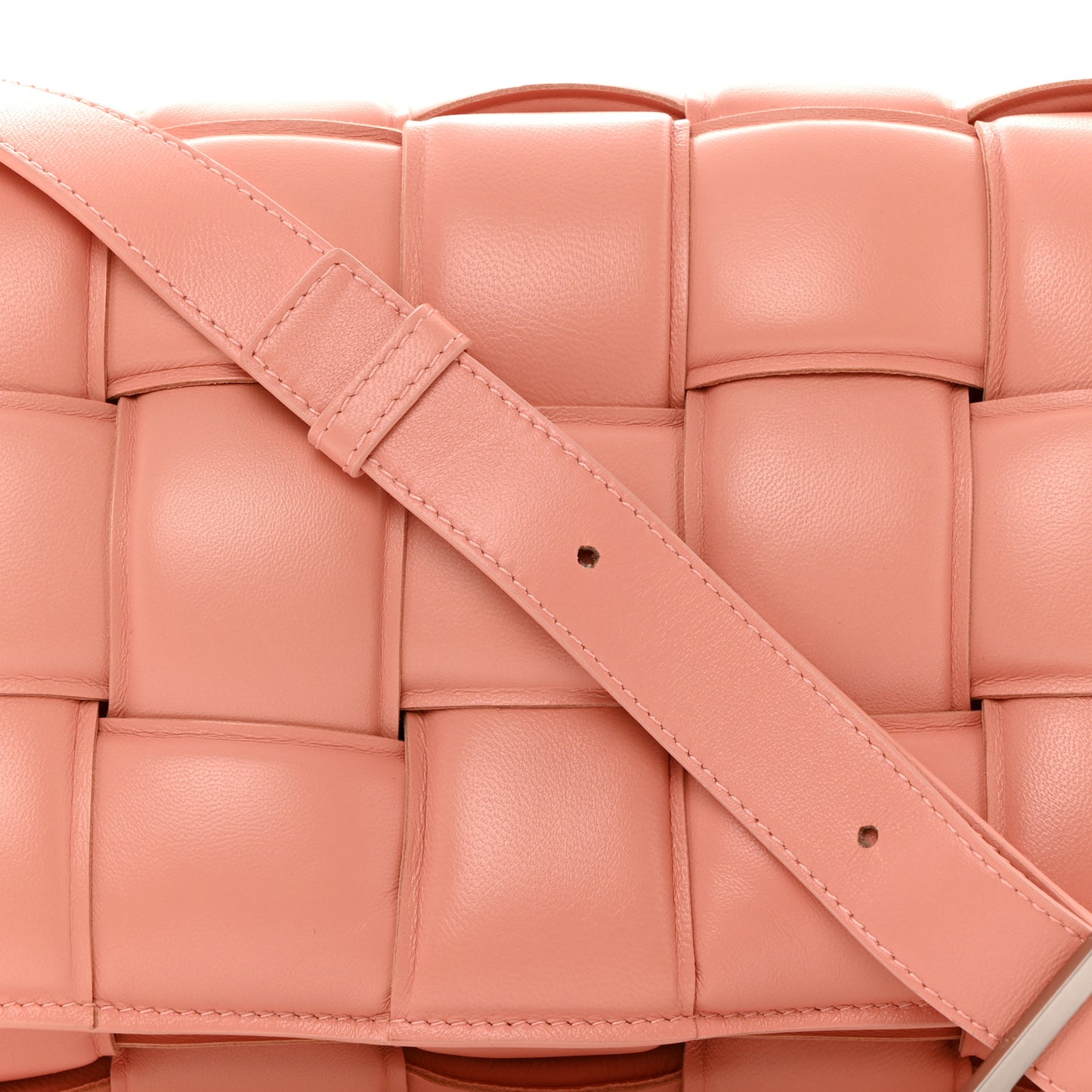 Nappa Maxi Intreccio Padded Cassette Crossbody Bag Peachy