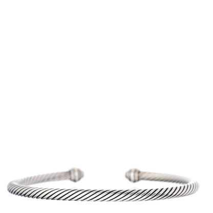 David Yurman Sterling Silver 18K Yellow Gold 4mm Cable Classics Bracelet 3 of 4