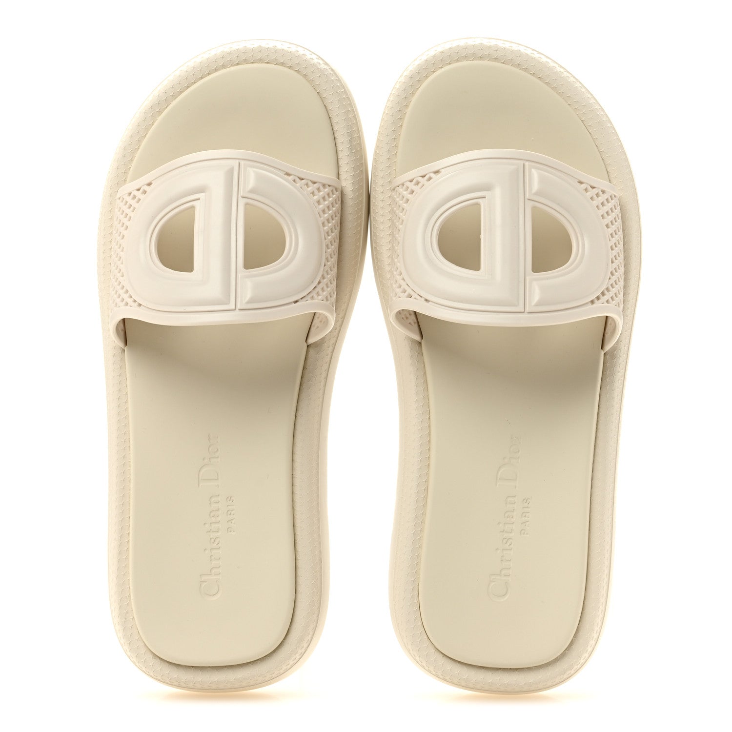 Christian Dior Rubber D-Club Slide Sandals 37 Off White 2 of 9