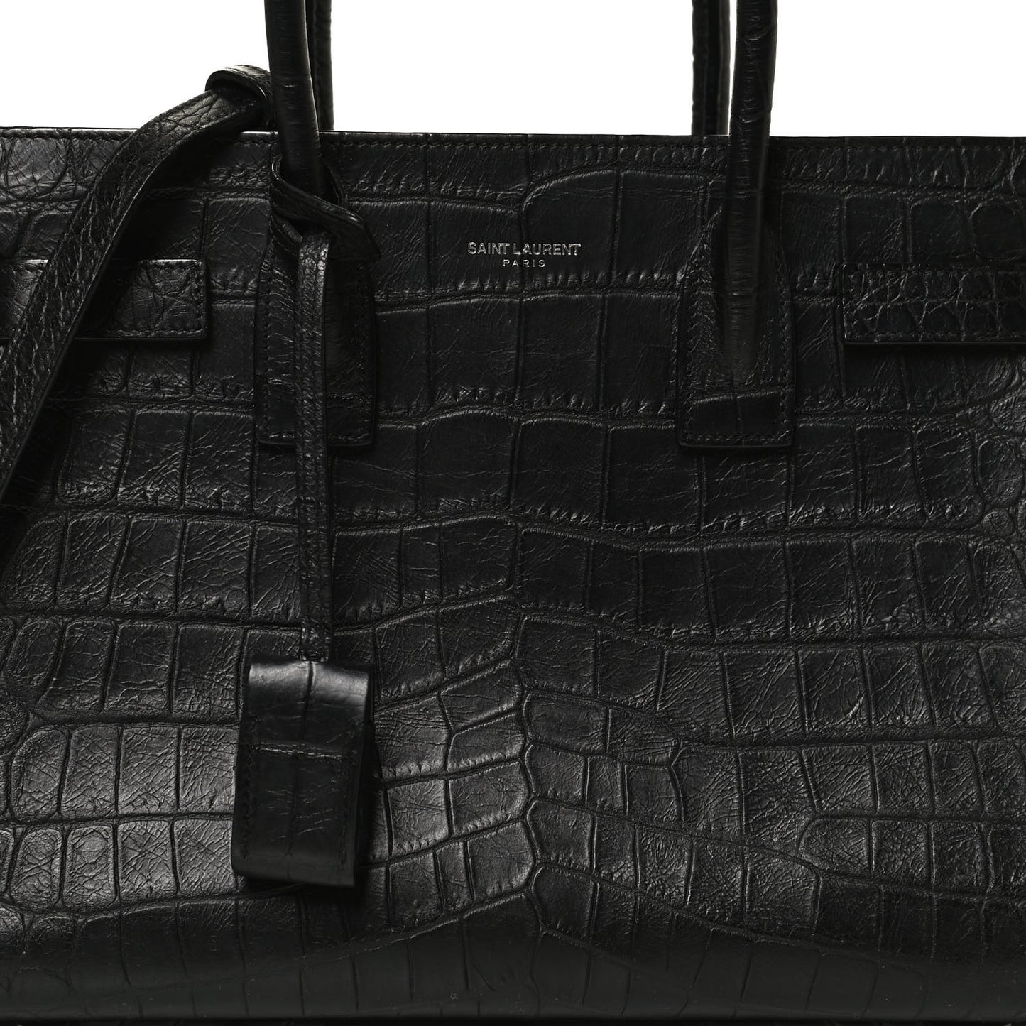 Calfskin Crocodile Embossed Baby Sac De Jour Black