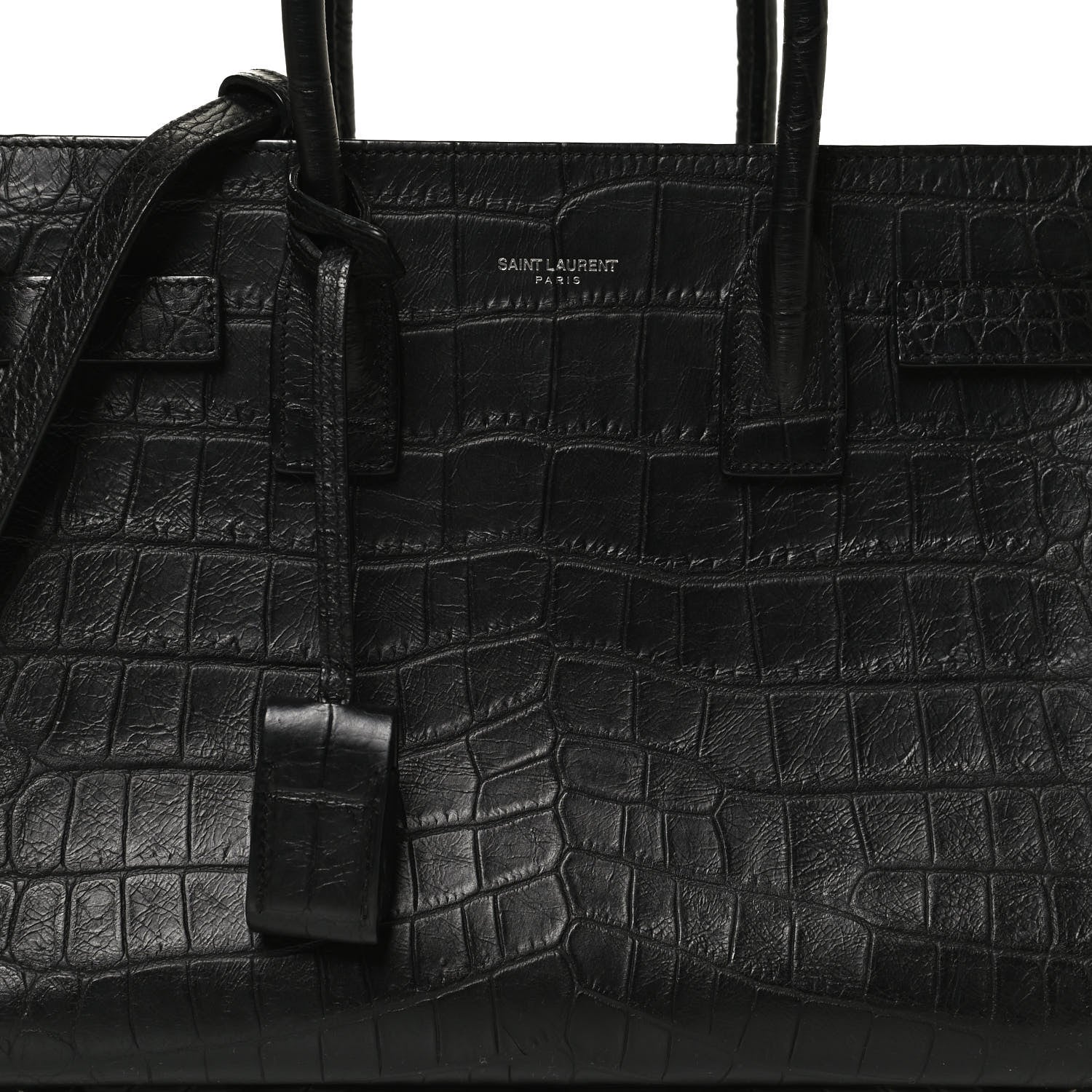Saint Laurent Calfskin Crocodile Embossed Baby Sac De Jour Black 9 of 14