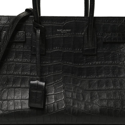 Saint Laurent Calfskin Crocodile Embossed Baby Sac De Jour Black 9 of 14