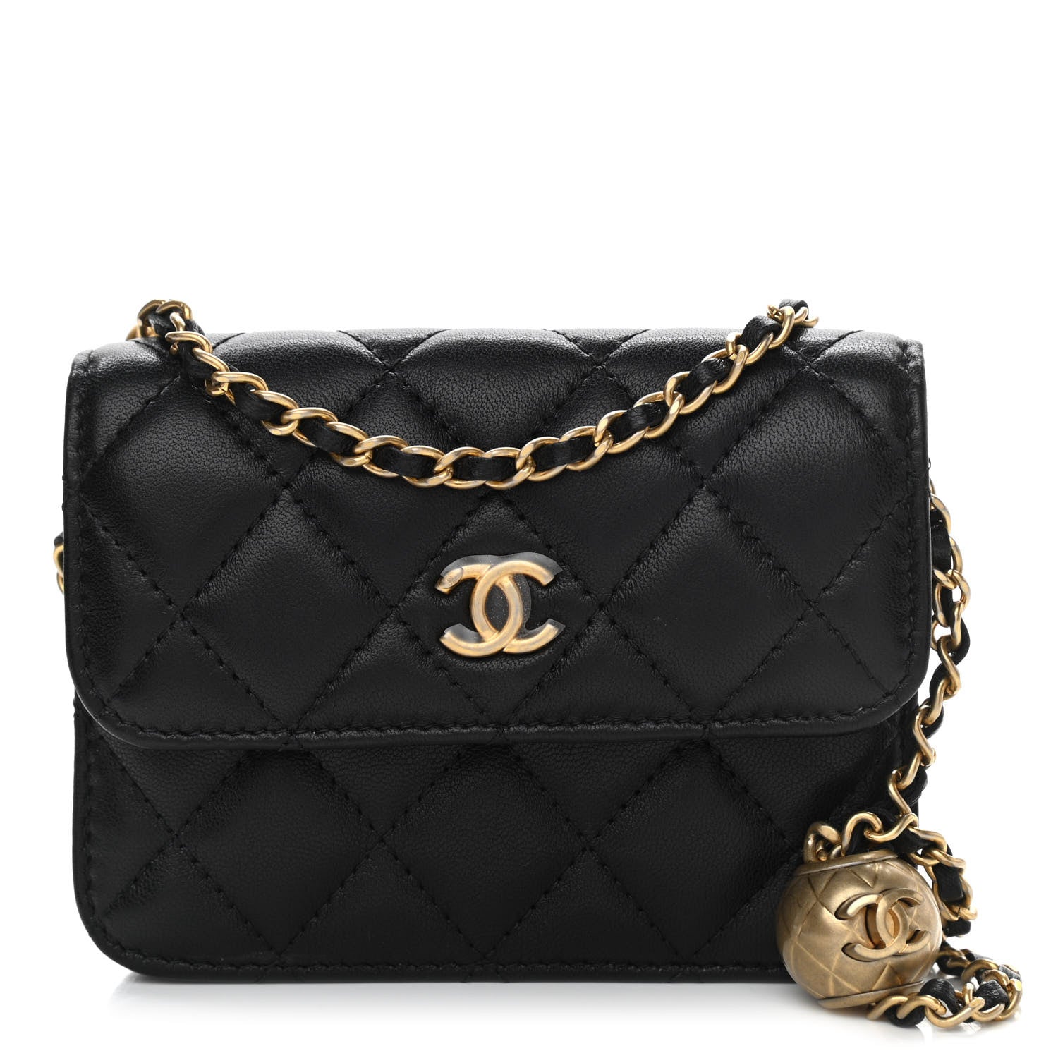 Chanel Lambskin Quilted Pearl Crush Clutch With Chain Black 1 of 13