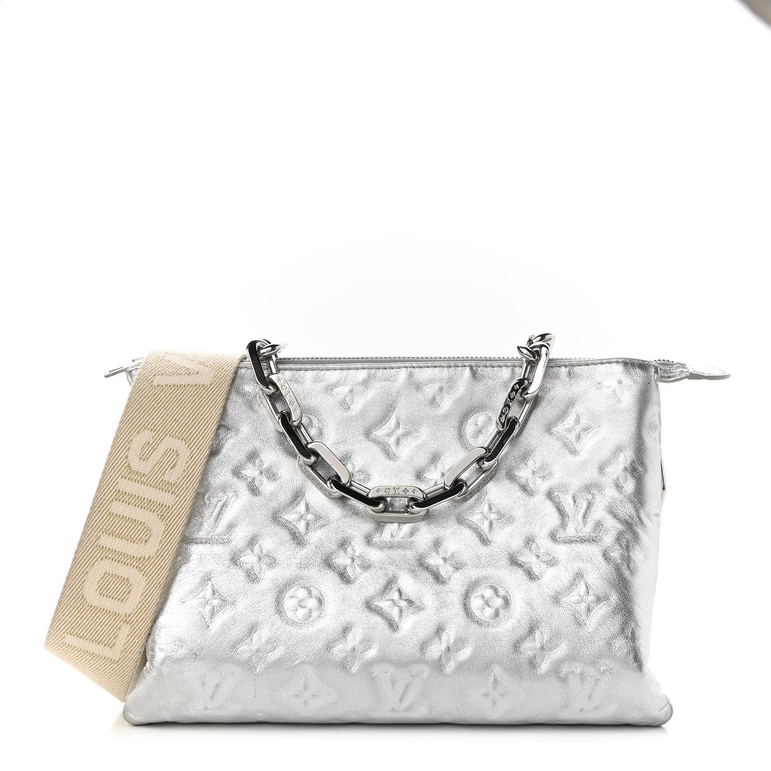 Louis Vuitton Metallic Lambskin Embossed Monogram Coussin PM Silver 1 of 8