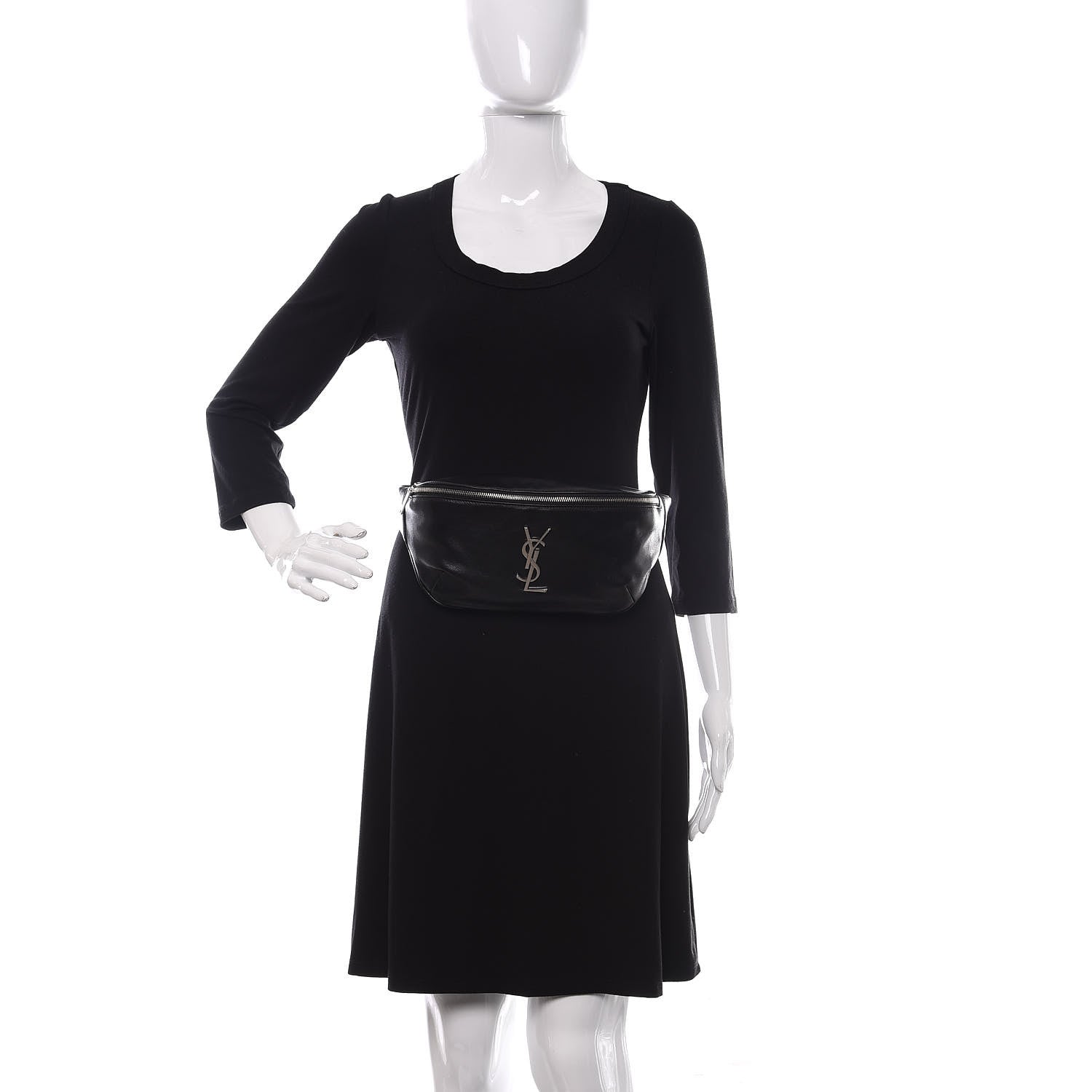 Saint Laurent Calfskin Monogram Belt Bag Black 2 of 9