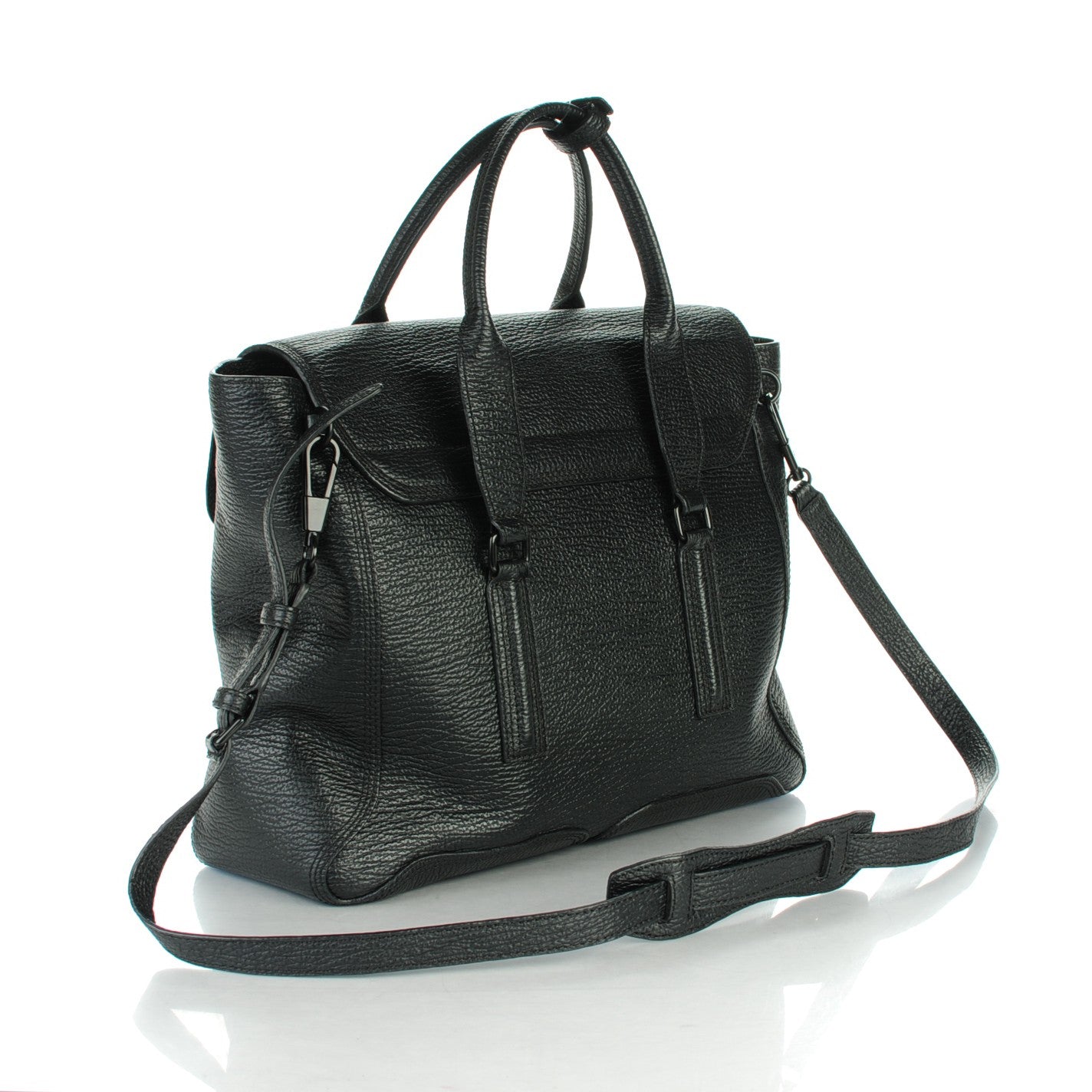 3.1 Phillip Lim 3.1 Textured Calfskin Large Pashli Satchel Black 4 of 15