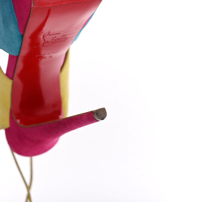 Christian Louboutin Suede Mesh Farfamesh 160 Peep Toe Platform Booties 36.5Multicolor 12 of 14