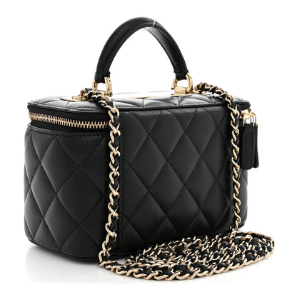 Chanel Lambskin Quilted Trendy Small Top Handle Vanity Case With Chain Black 2 of 10
