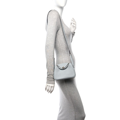 Hermes Taurillon Clemence Mini Lindy 20 Bleu Glacier 2 of 10