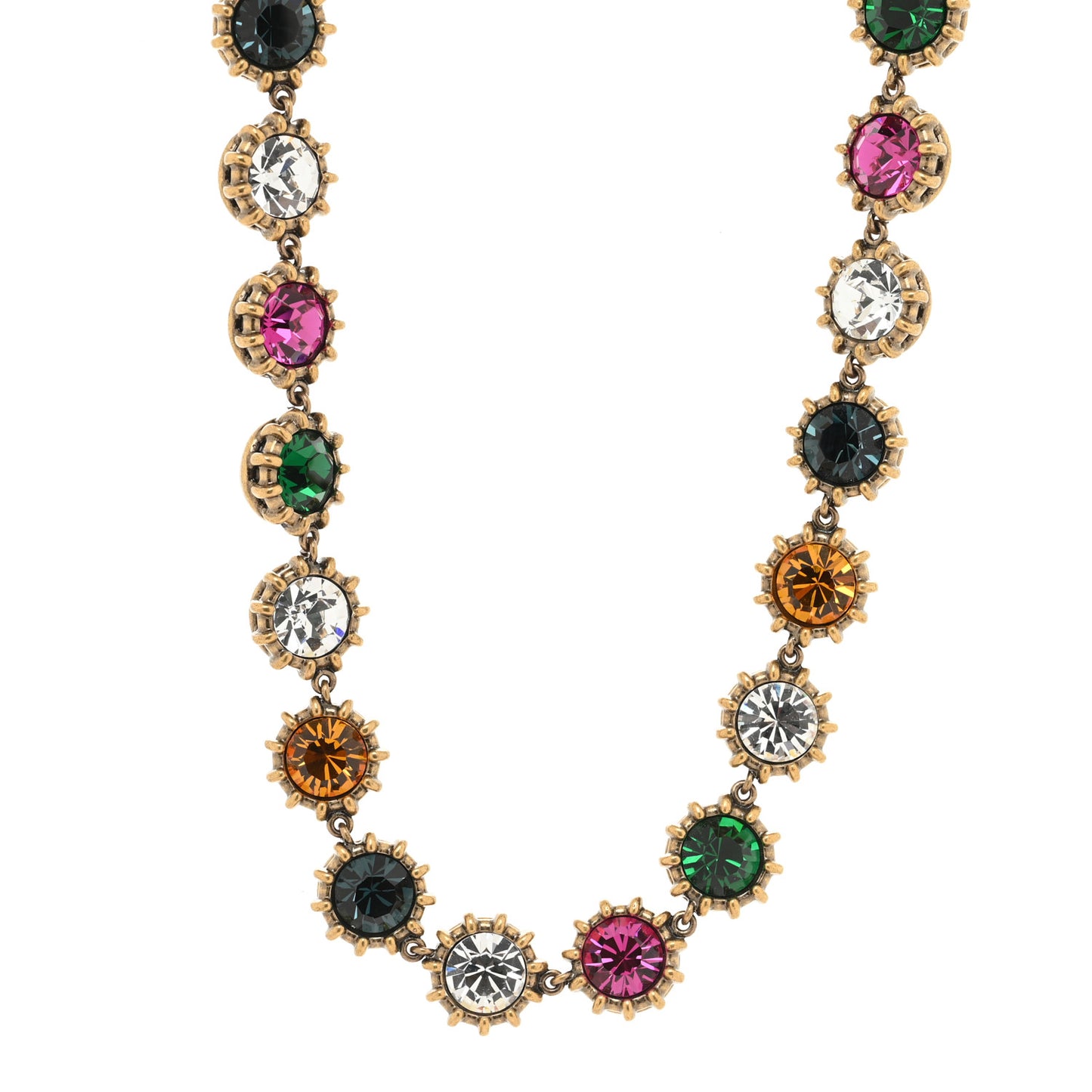 Crystal Butterfly Necklace Aged Gold Multicolor