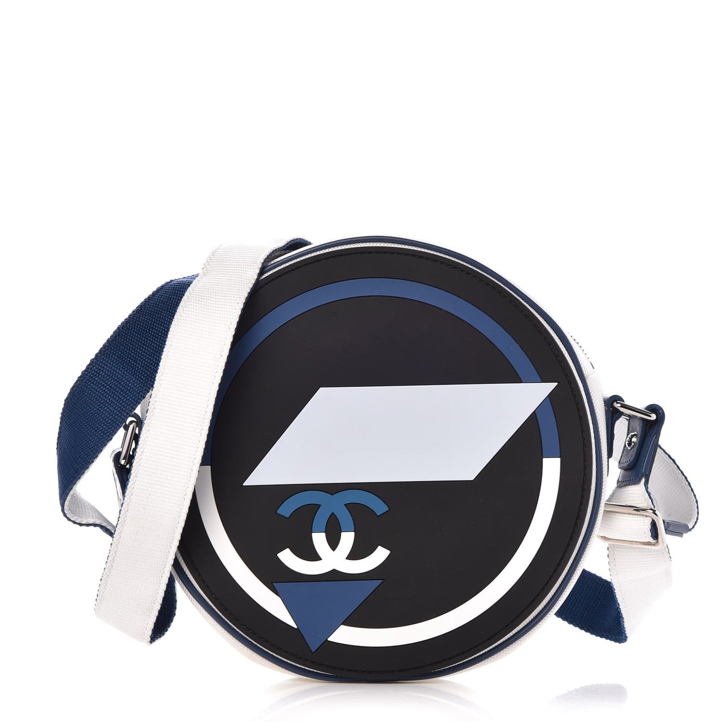 Canvas Rubber Circle Airline Messenger Bag White Blue
