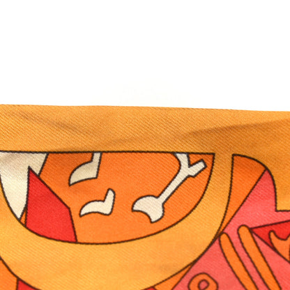 Hermes Silk Le Nombre D'Or Twilly Orange Corail Jaune D'or 6 of 6