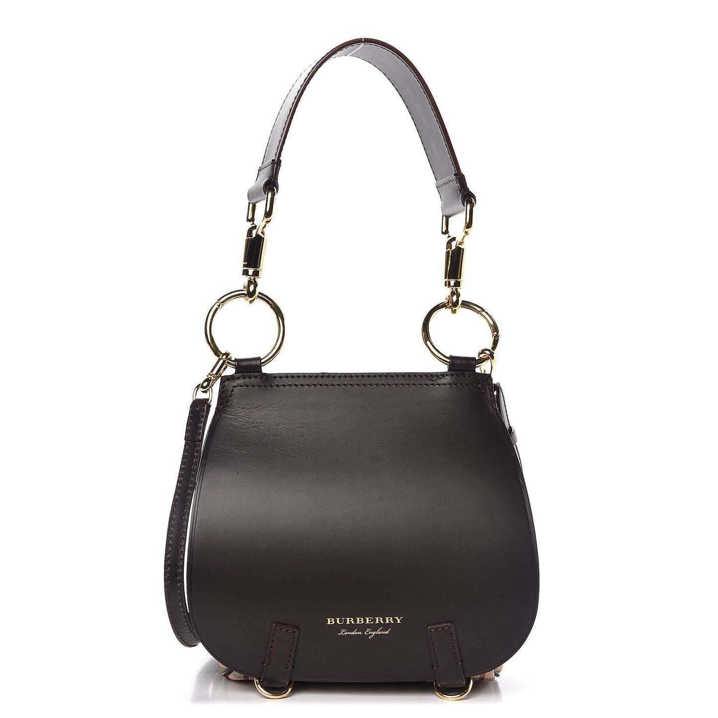 Haymarket Check Large Bridle Saddle Bag Dark Clove Brown