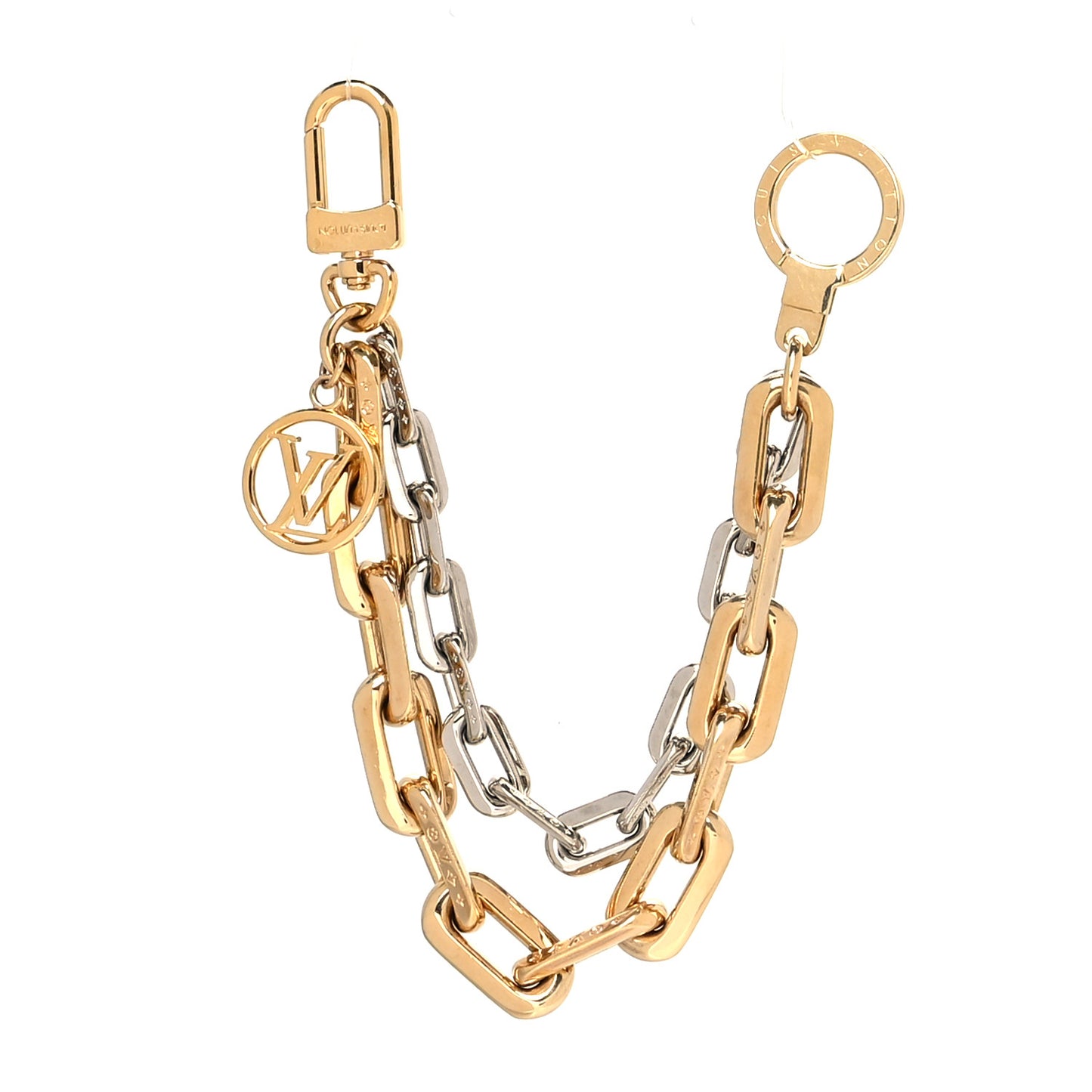 Metal LV Edge Chain Bag Charm Silver Gold