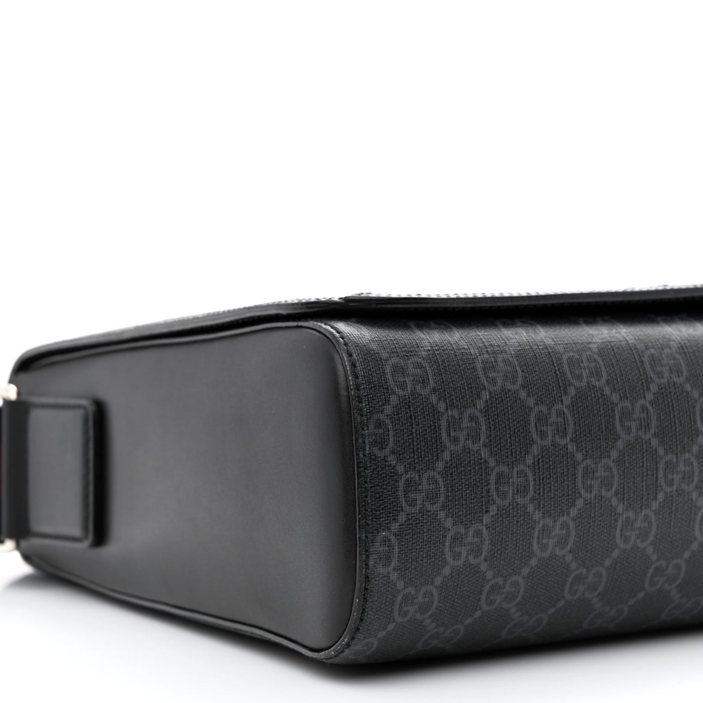 GG Supreme Monogram Web Flap Messenger Bag Black Grey