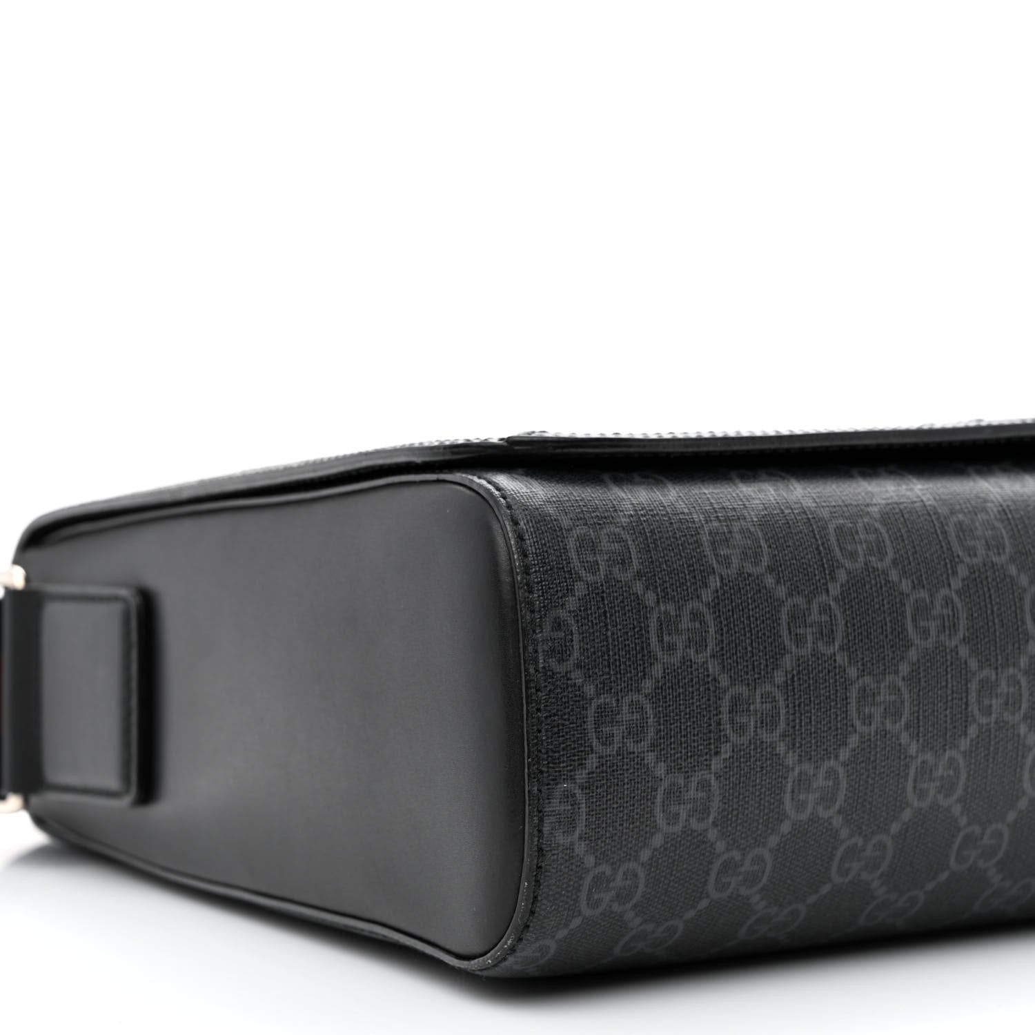 Gucci GG Supreme Monogram Web Flap Messenger Bag Black Grey 9 of 12