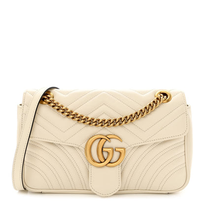 Gucci Calfskin Matelasse Small GG Marmont Shoulder Bag White 1 of 13