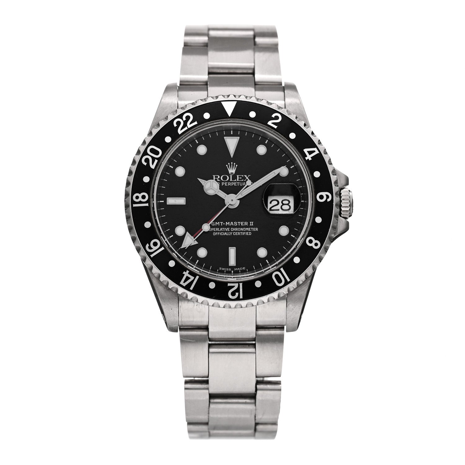 Rolex Stainless Steel 40mm Oyster Perpetual Date GMT Master II Watch Black 16710 1 of 5