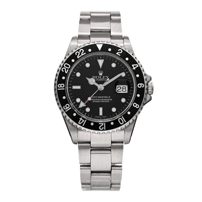 Rolex Stainless Steel 40mm Oyster Perpetual Date GMT Master II Watch Black 16710 1 of 5