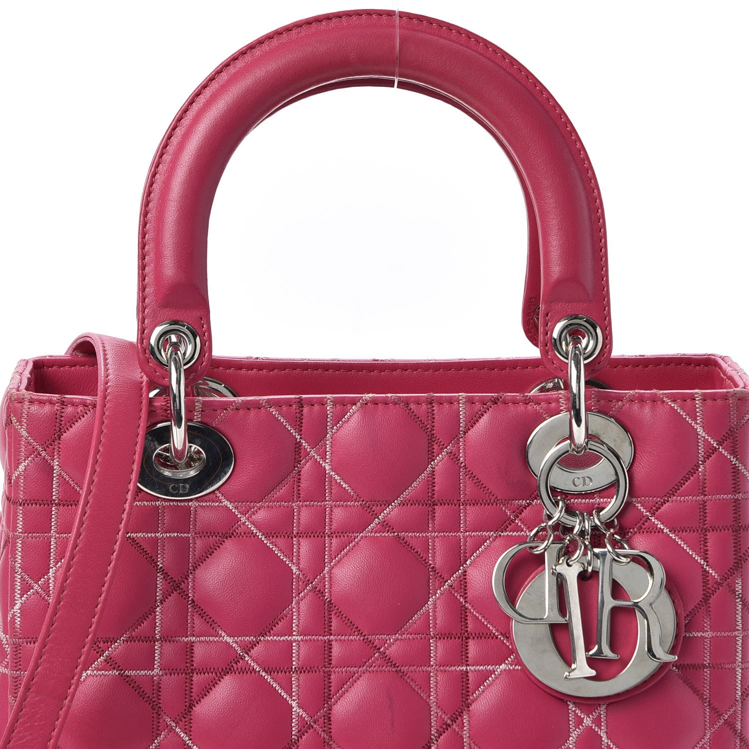Christian Dior Lambskin Cannage Medium Lady Dior Fuchsia Multi 11 of 11