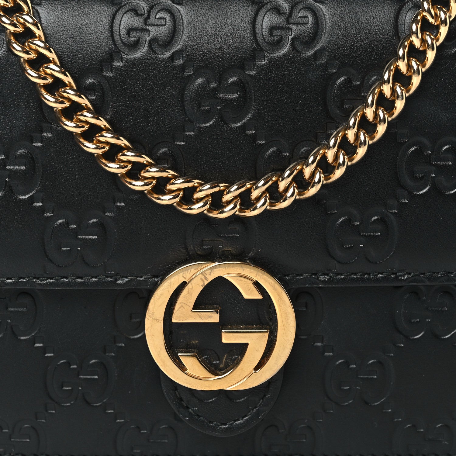 Gucci Guccissima Icon Chain Wallet Black 7 of 9
