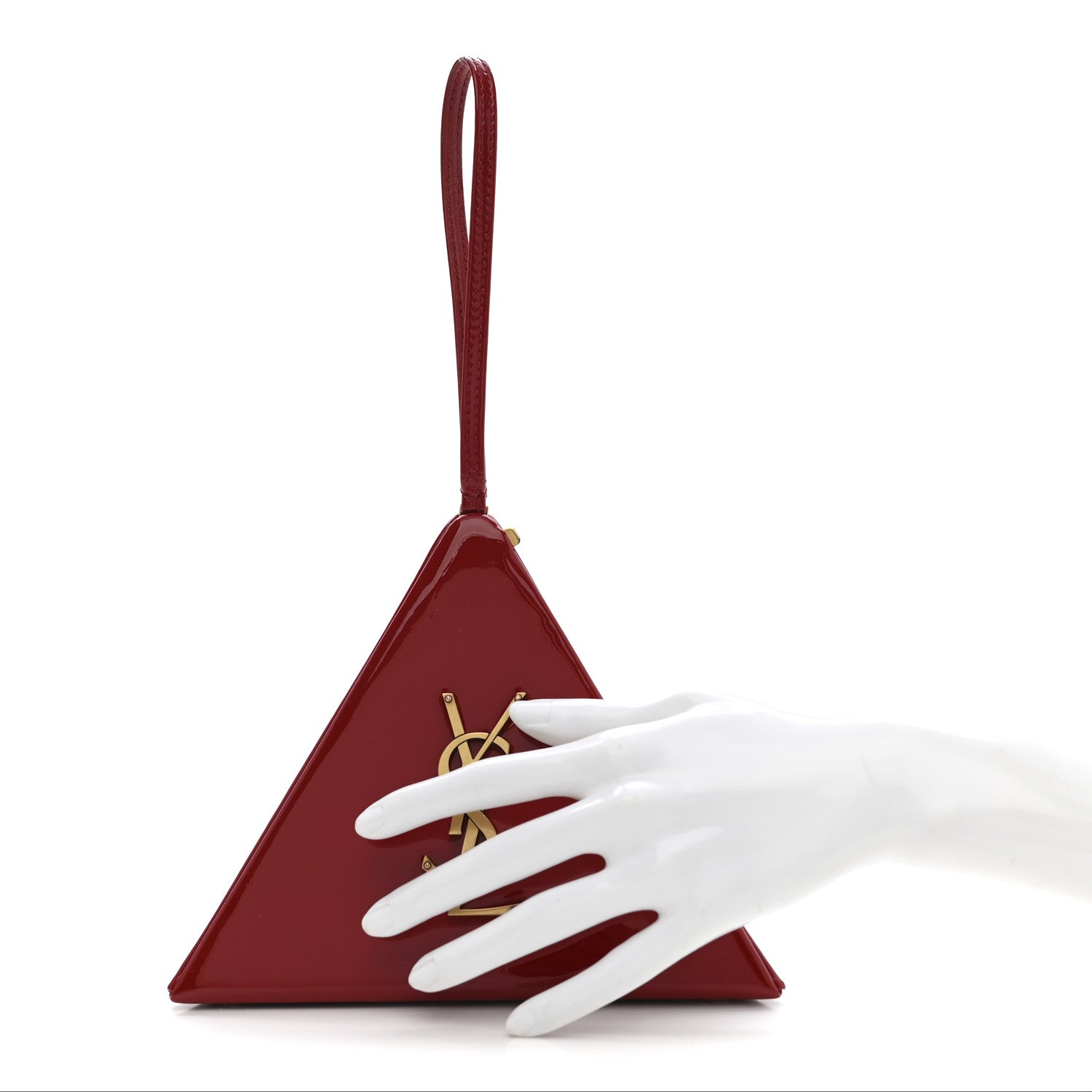 Saint Laurent Patent Pyramid Clutch Rouge 2 of 7