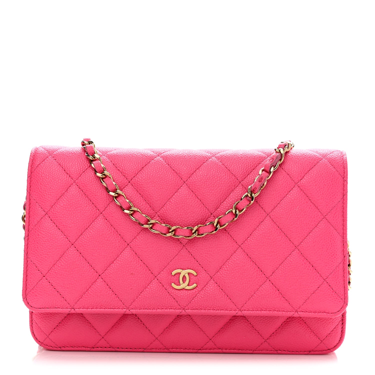 Chanel Caviar Quilted Wallet on Chain WOC Fuchsia 1 of 12