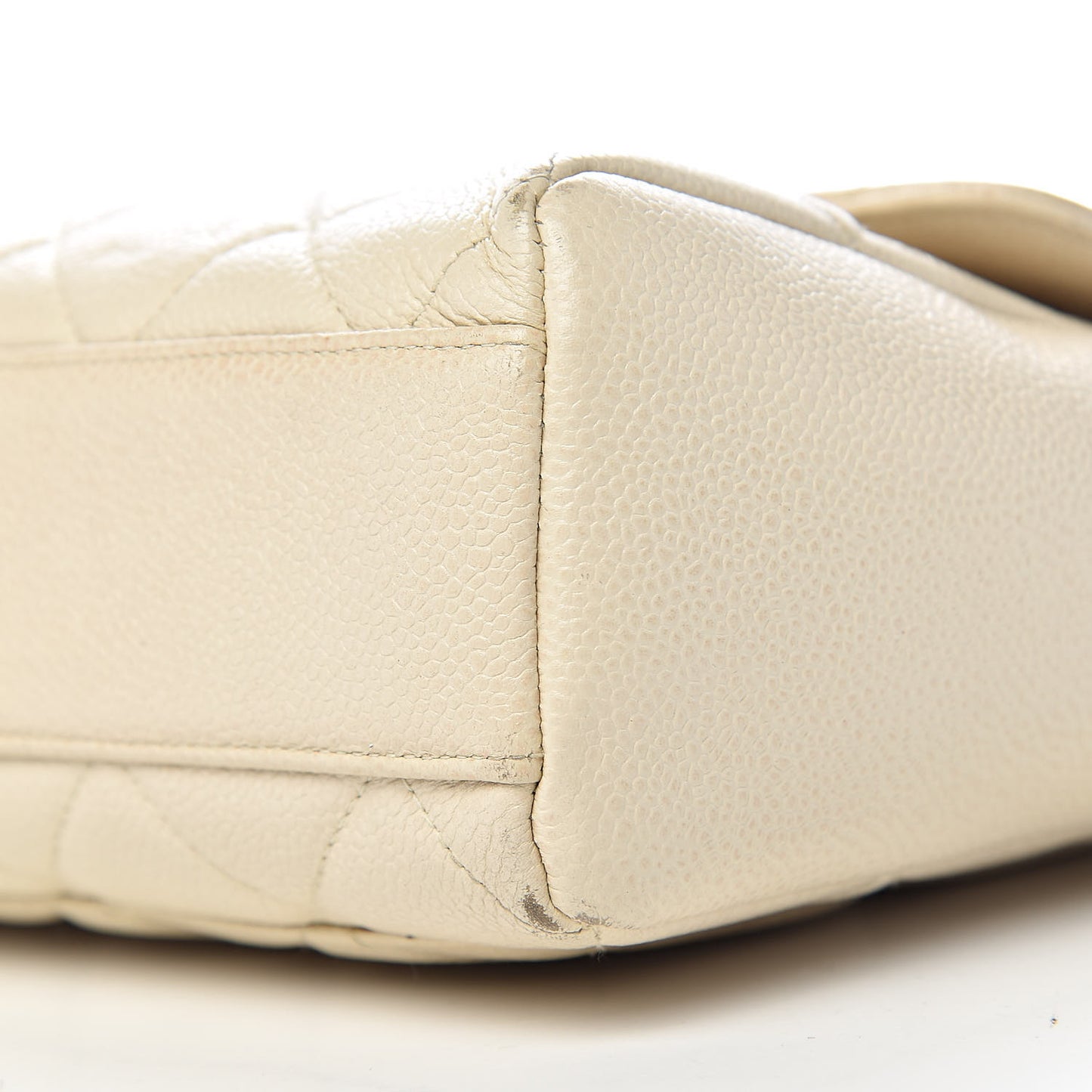 Caviar Quilted Small Single Flap Light Beige