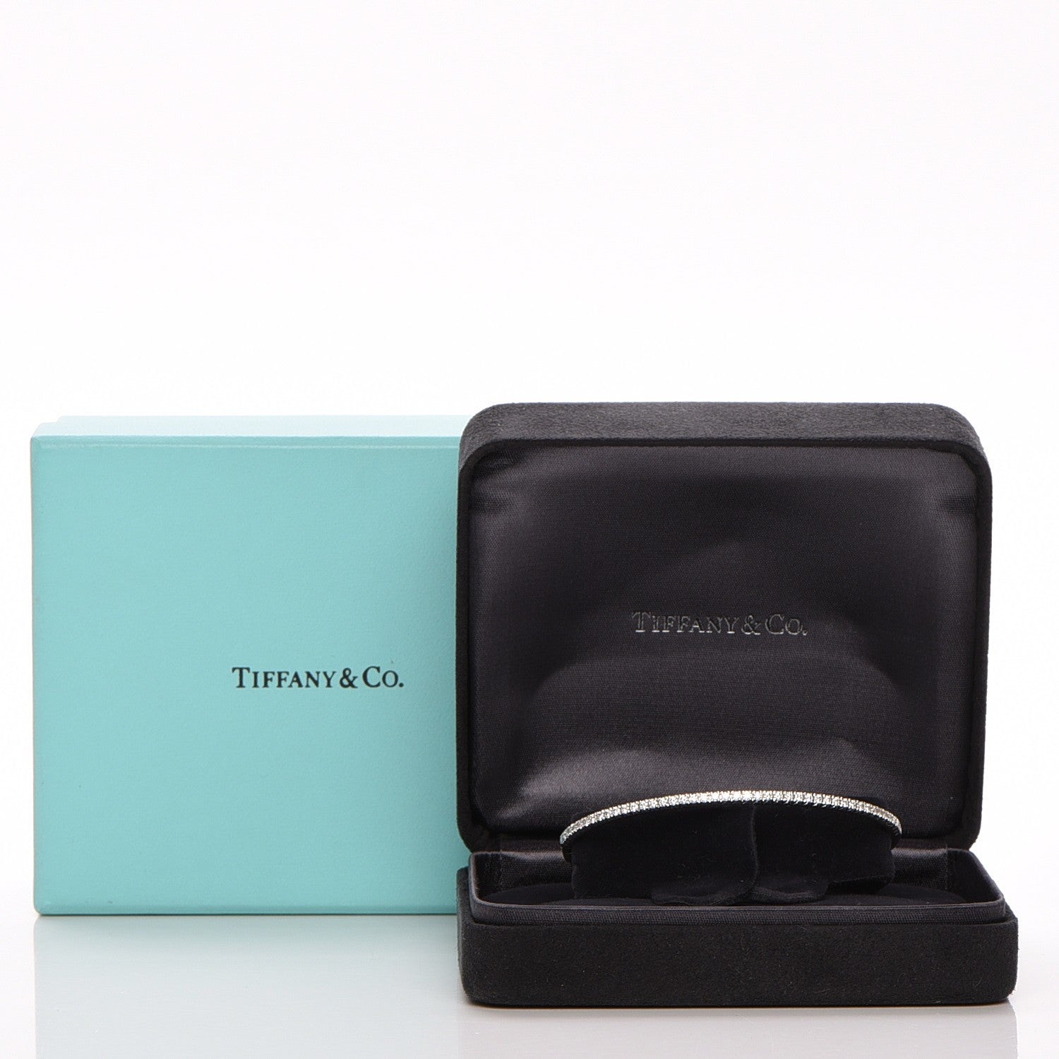 Tiffany 18K White Gold Diamond Metro Hinged Bangle Small 7 of 7