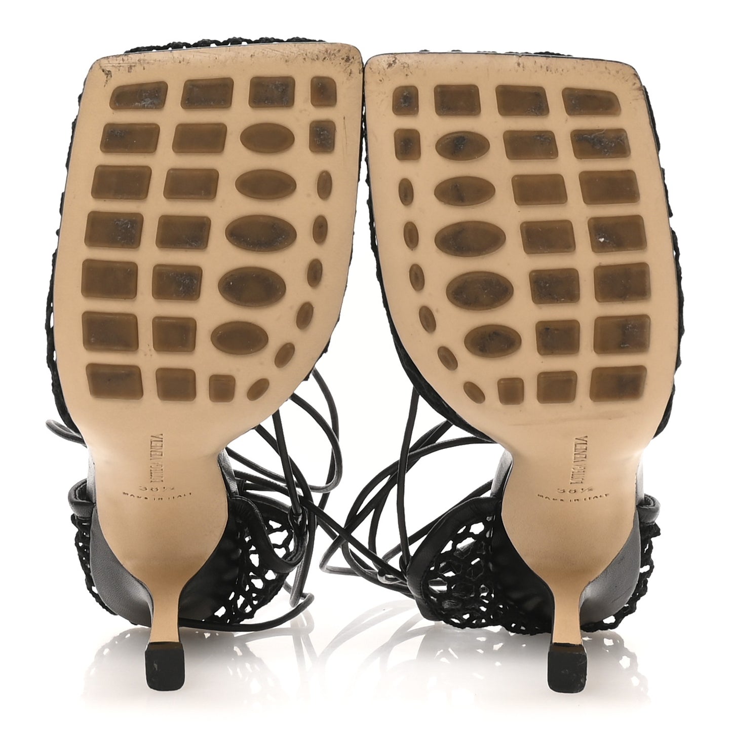 Mesh Nappa Stretch Ankle Tie 90mm Sandals 38.5 Black