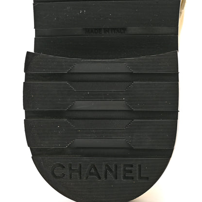 Chanel Shiny Lambskin Quilted Lace Up Combat Boots 36.5 White Black 8 of 12