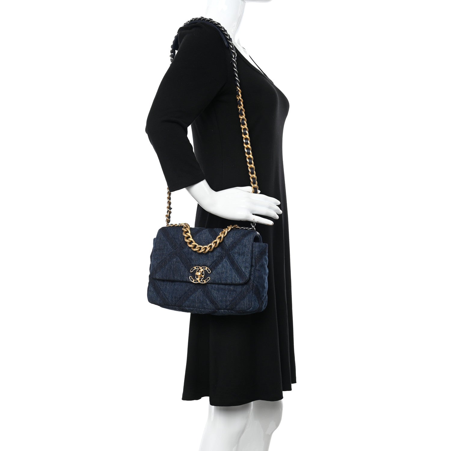 Chanel Denim Quilted Medium Chanel 19 Flap Blue 3 of 11