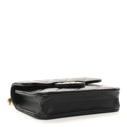 Chanel Lambskin Quilted Top Handle Flap Coin Purse With Chain Black 4 of 14