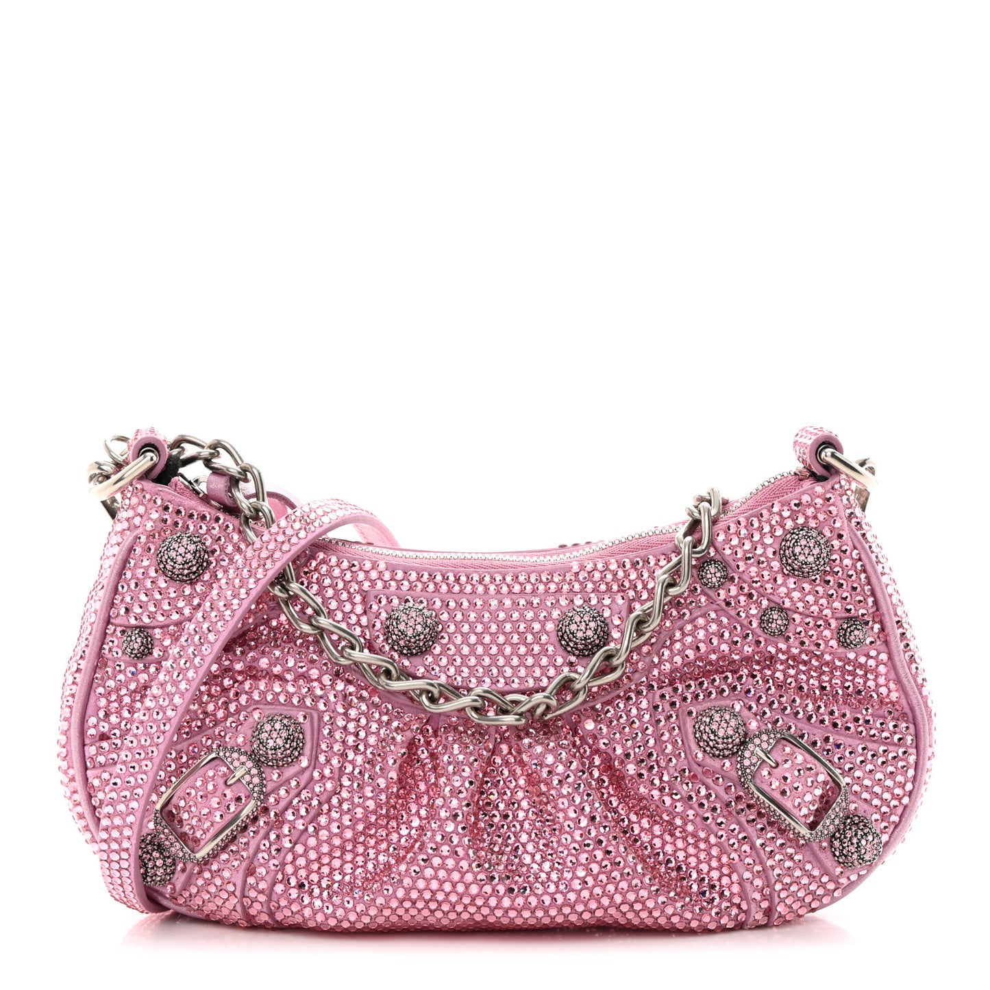 Strass Suede Metallic Nappa Le Cagole Mini Purse With Chain Taffy Light Pink