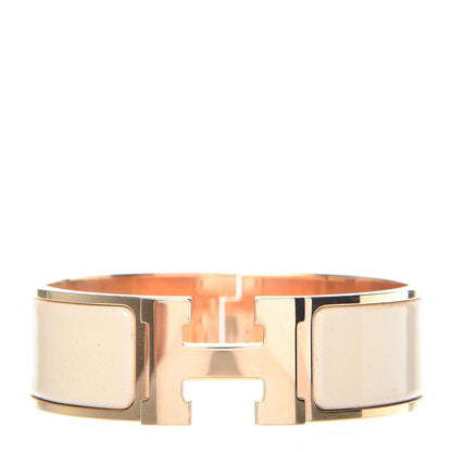 Hermes Enamel Wide Clic Clac H Bracelet GM Beige Nacre 1 of 5