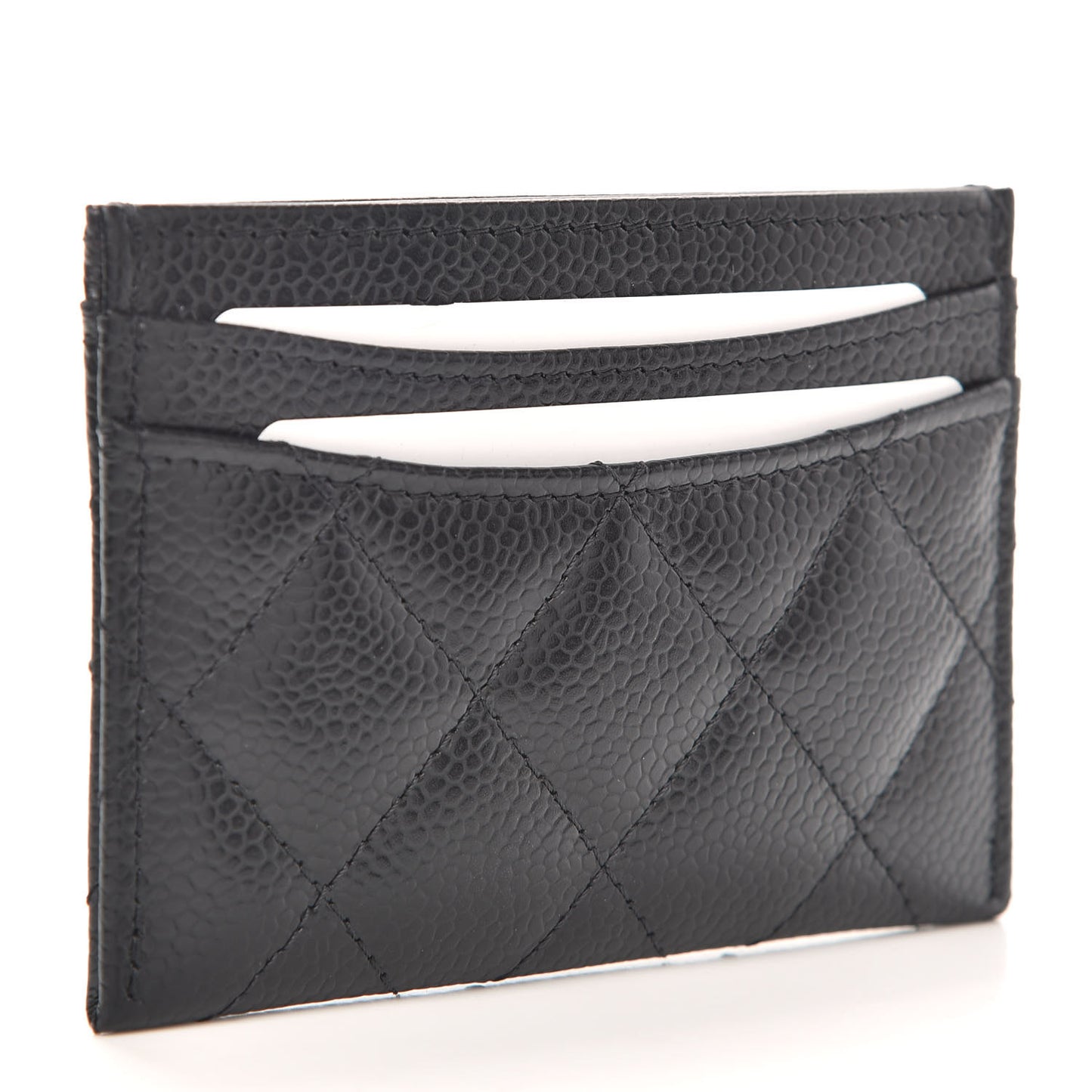 Caviar Quilted Card Holder Black