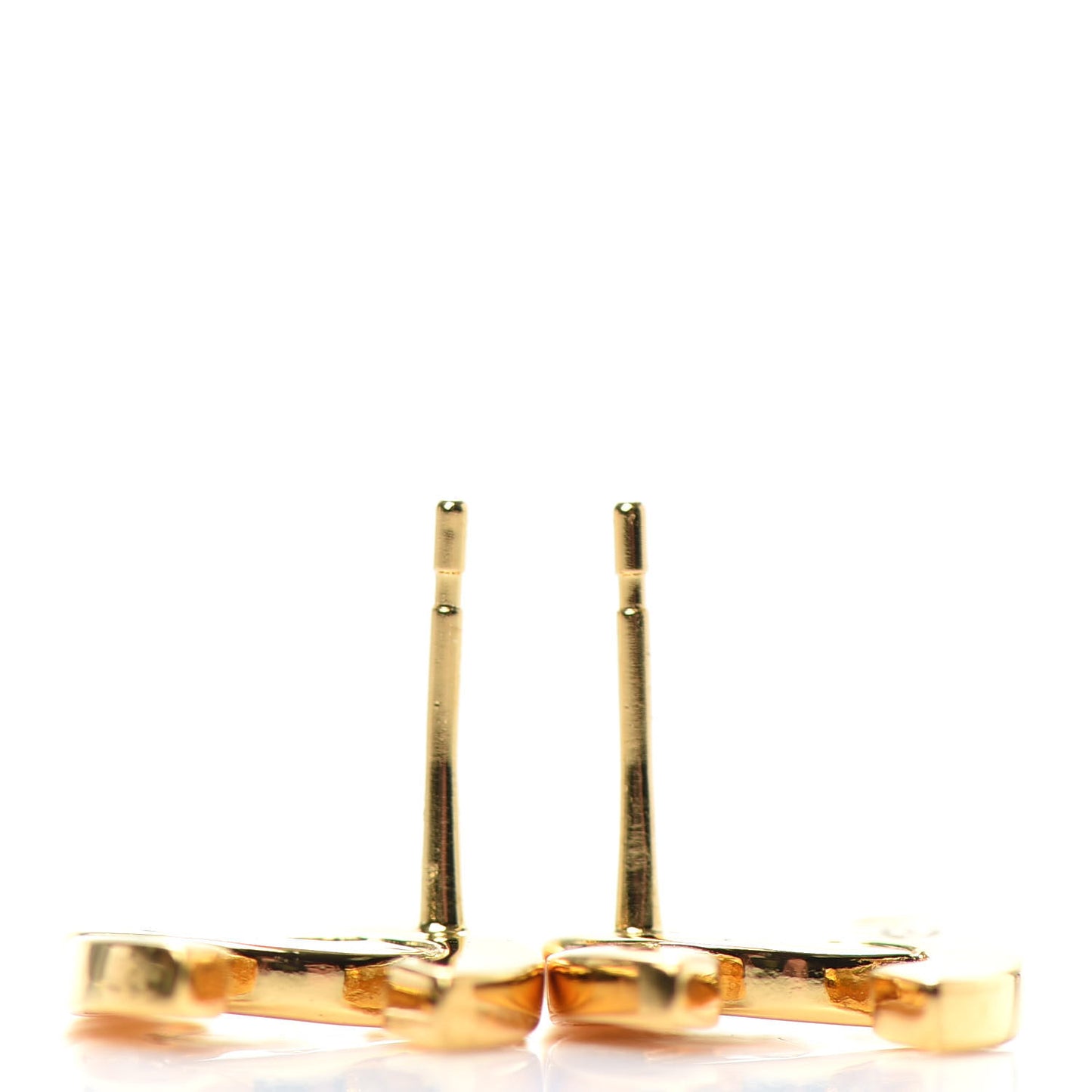 Metal CC Paris Button Stud Earrings Gold